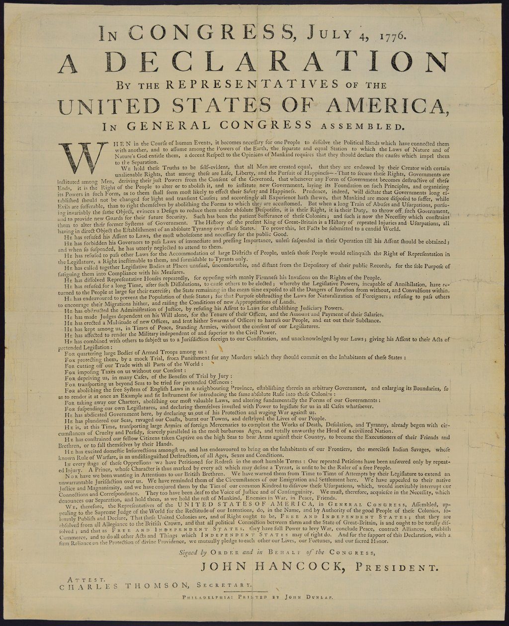 La Declaración de Independencia de EEUU es un texto innovador y único todavía hoy / Wikimedia Commons