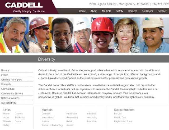 Caddell Constructions presume en su web de aportar por la diversidad / Foto: Caddell Construction.