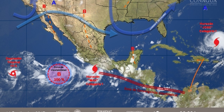 Vientos máximos sostenidos de 120 kilómetros por hora encaran el sur México / Foto: SMN