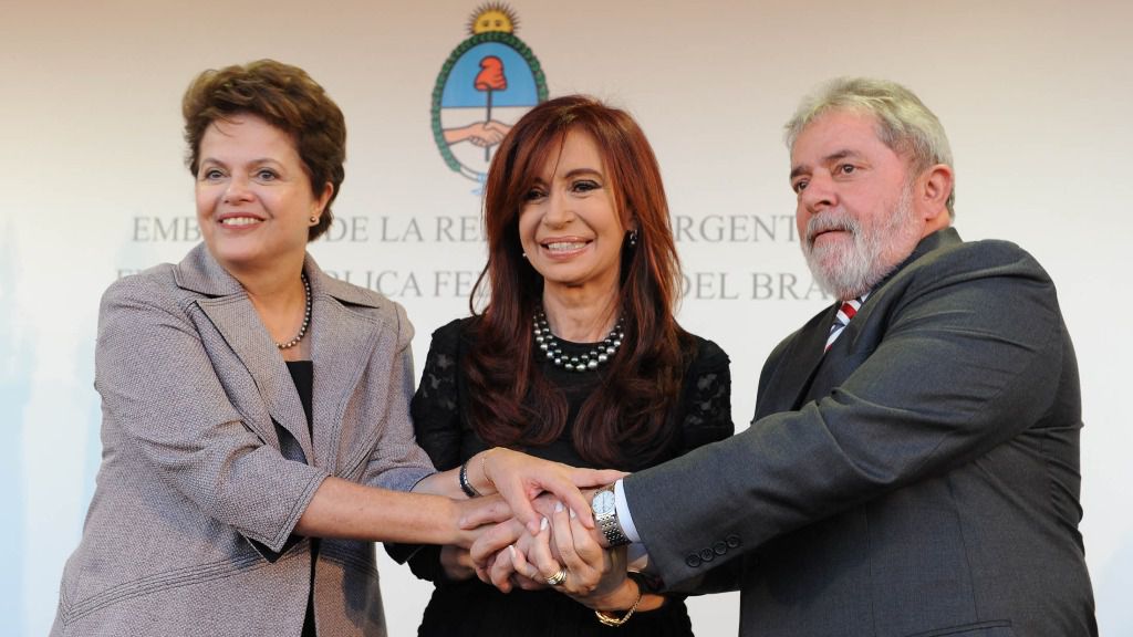 Dilma Rpusseff, Cristina Fernández de Kirchner y Luiz Inácio Lula da Silva