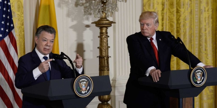 Juan Manuel Santos y Donald Trump