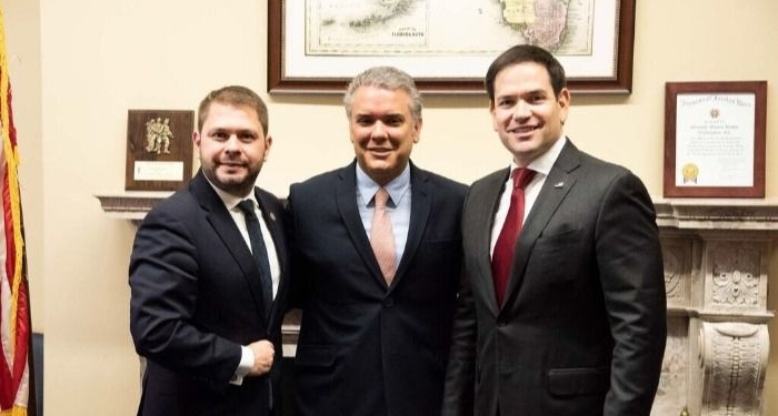 Rubén Gallego, Iván Duque y Marco Rubio