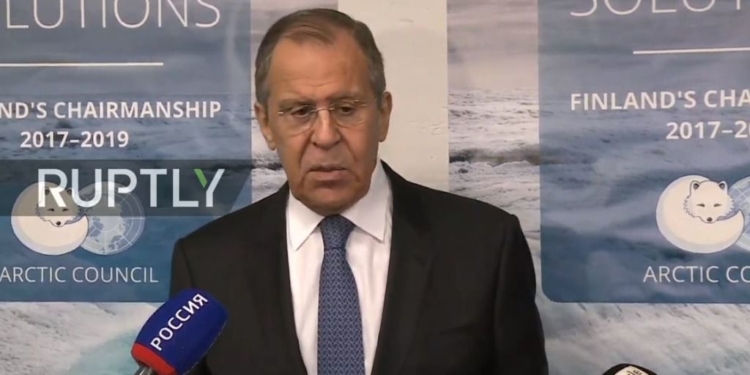 Lavrov habló con la prensa tras la reunión con Pompeo / Foto: Captura Ruptly