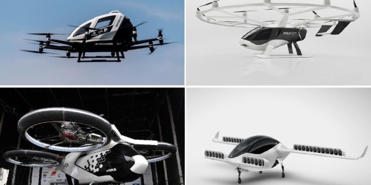 Así se ven los modelos de EHang, Volocopter, CityAirbus y Lilium