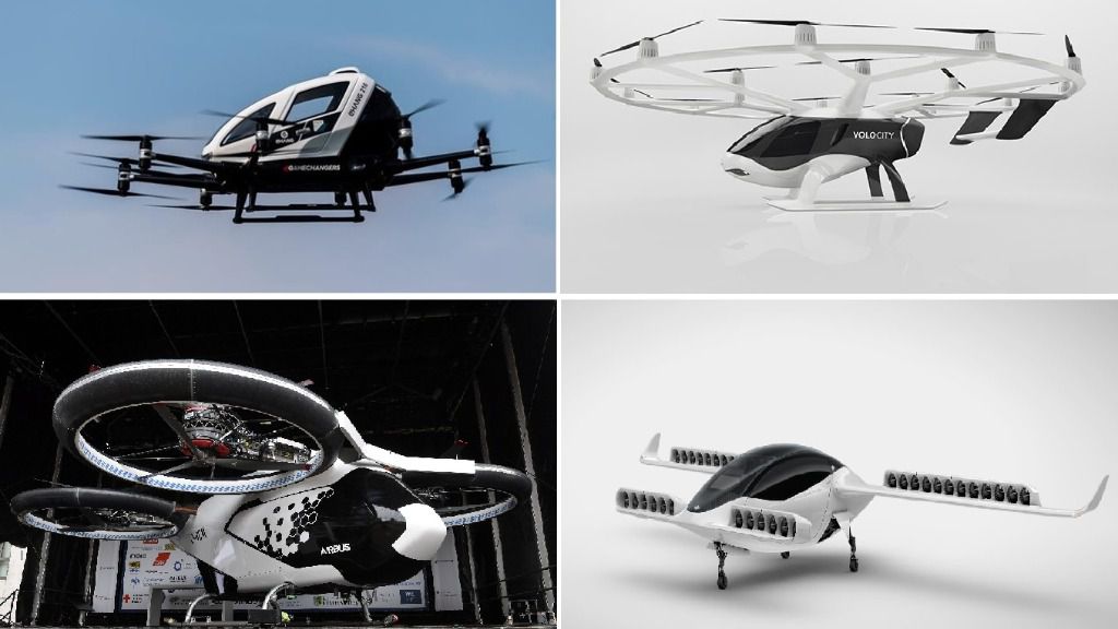 Así se ven los modelos de EHang, Volocopter, CityAirbus y Lilium