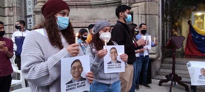 Hace una semana, decenas de personas pidieron la libertad de Erickvaldo Márquez durante una misa por los considerados presos políticos celebrada en el estado venezolano de Mérida.