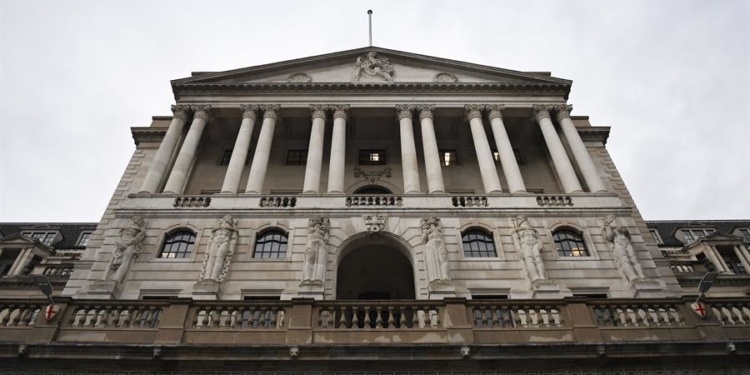 Fachada del Banco de Inglaterra en Londres (Reino Unido).