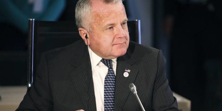 epa07486825 US Deputy State Secretary John J. Sullivan attends the round table during the G7 Foreign Ministers meeting in Dinard, France, 05 April 2019. G7 foreign ministers meet in Dinard and Saint Malo on 05 and 06 April 2019.  EPA-EFE/THIBAULT VANDERMERSCH