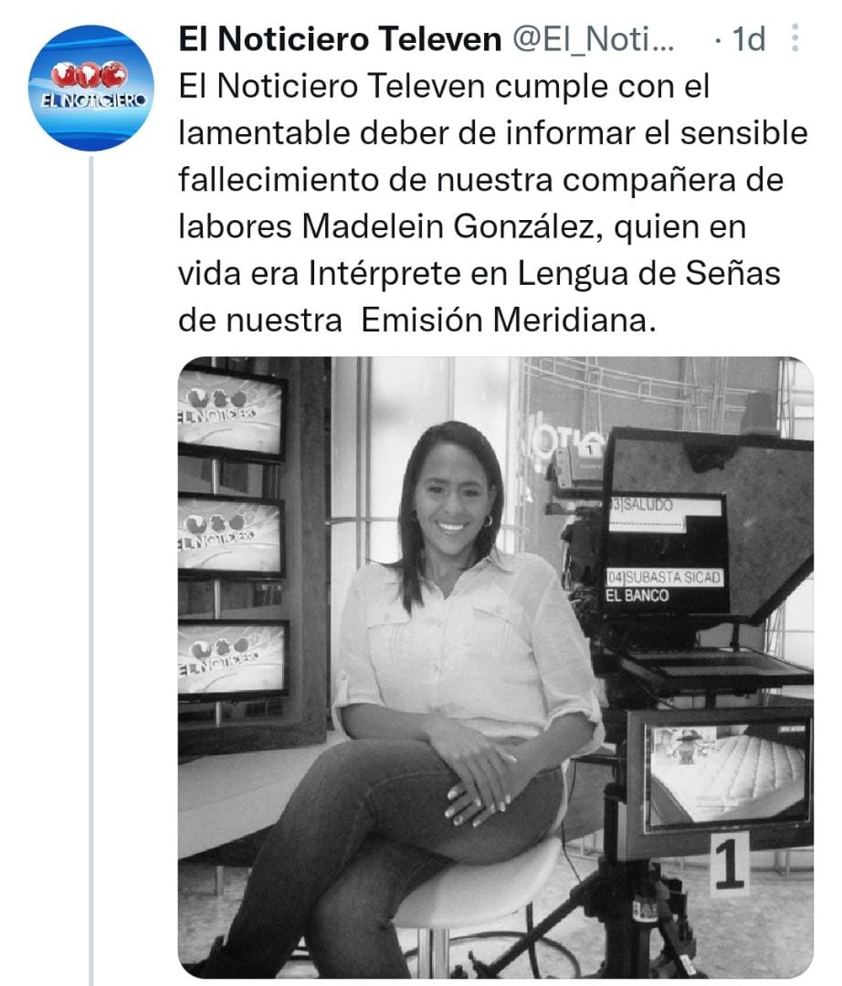 Fallece Madelein González, la intérprete de lengua de señas de Televen