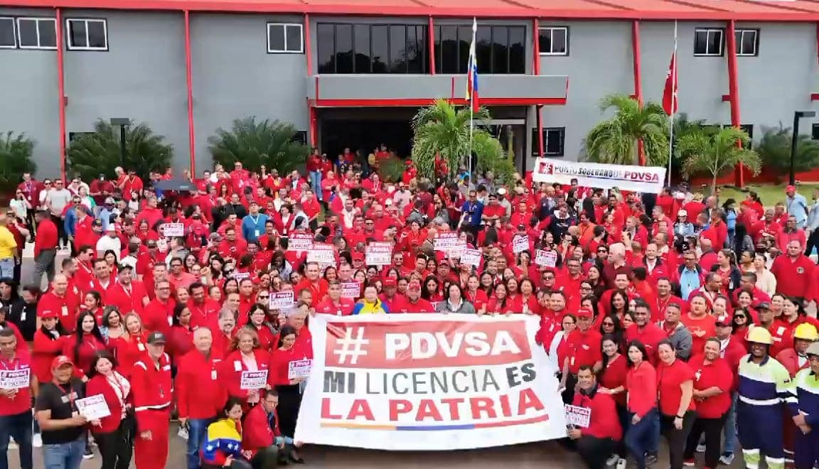 Trabajadores de Pdvsa protestan en contra de las sanciones de EEUU (+videos)